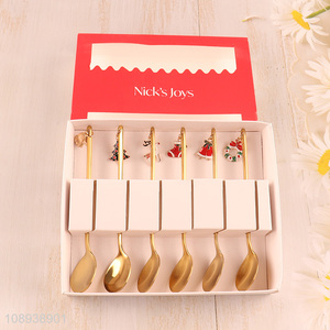 Best selling 6pcs golden christmas series tableware <em>spoon</em> wholesale