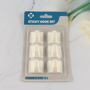 New arrival 6pcs white bathroom kitchen sticky hook set