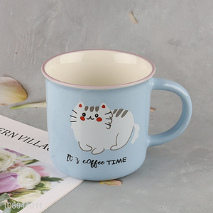 China factory cat pattern ceramic water cup with handle