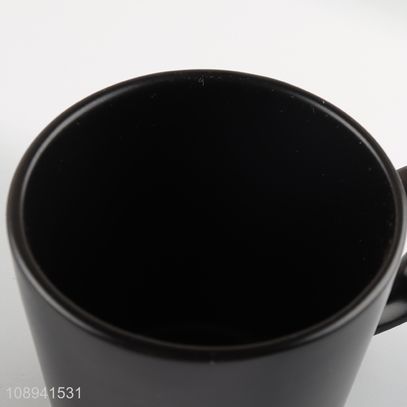 Low price black ceramic water cup drinking cup with handle