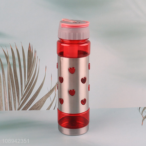 Factory Price 700ml Plastic Sports Water Bottle with <em>Straw</em> & Tea Infuser