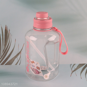 Good Quality 1600ml Clear Plastic Sports Water Bottle with <em>Straw</em> & Stickers