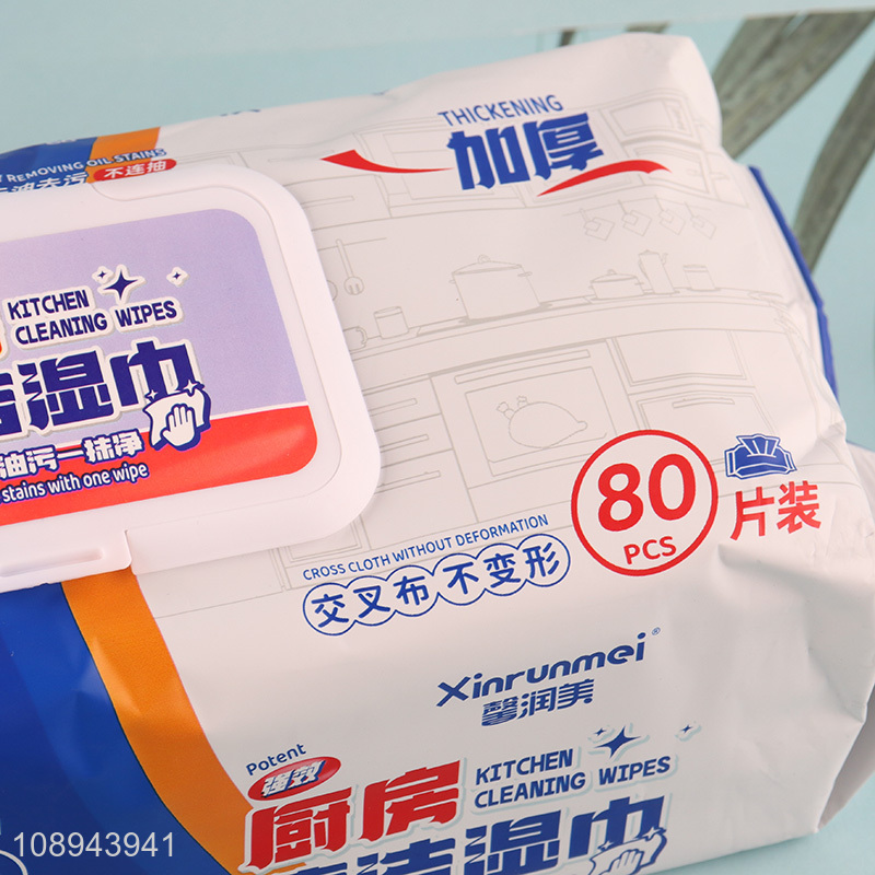 High Quality 80PCS Non-Woven Kitchen Wipes Multi-Surface Cleaning Wipes