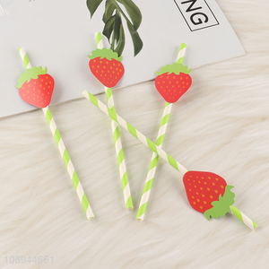 Hot Selling 4PCS Paper Drinking Straws Strawberry Corktail Straws