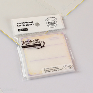 Latest design 50sheets waterproof transparent sticky note