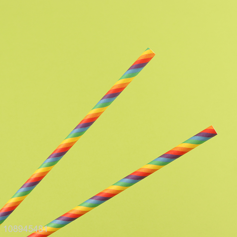 Factory Wholesale Durable Rainbow Color Paper Drinking Straws