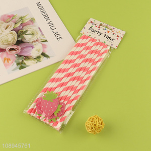 Hot Sale Disposable Strawberry Paper Drinking Straws for Juice