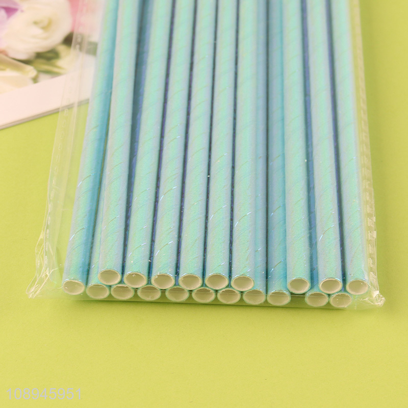 New Arrival Iridescent Drinking Straws Decorative Paper Straws