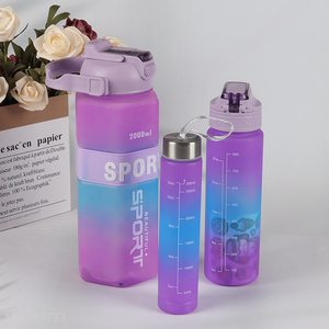 New Product 2000ml+800ml+280ml Spill Proof Plastic Sports Water Bottle Set