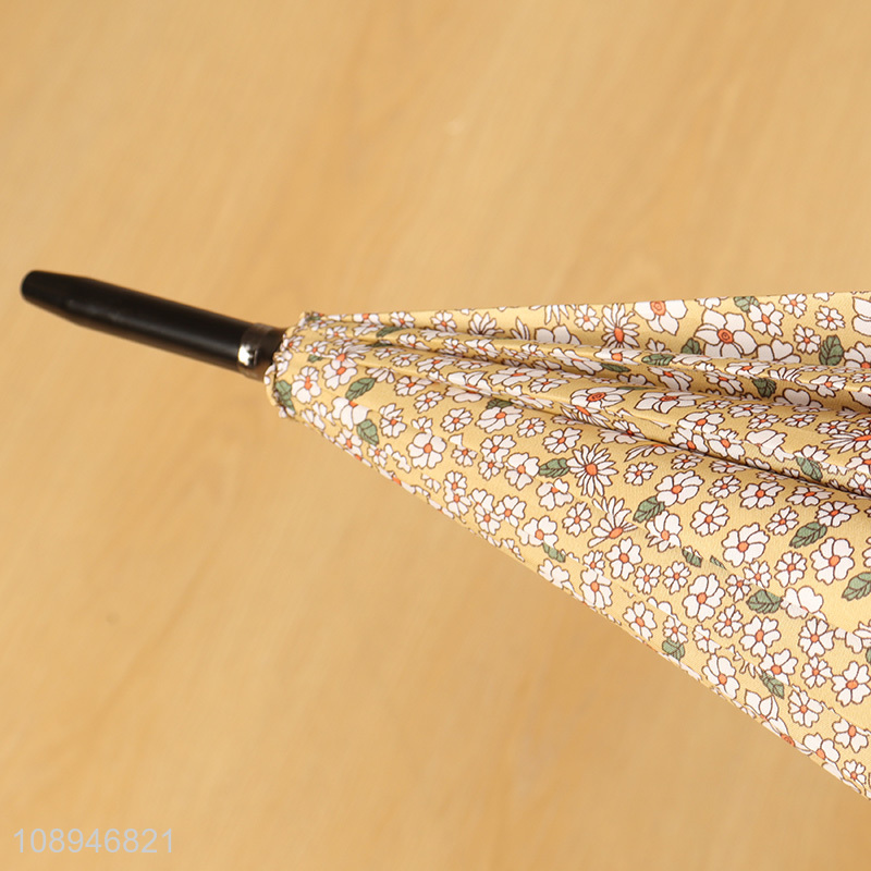 China Imports 16k Long Auto Open Straight Umbrella Floral Printed Umbrella