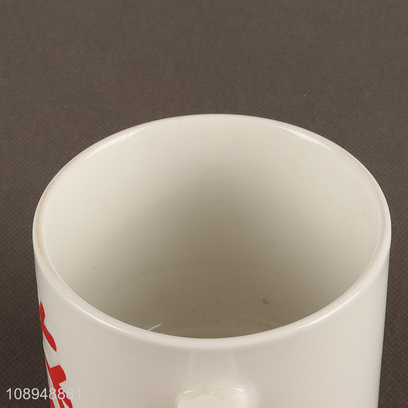 Low price printed ceramic water cup coffee cup with handle