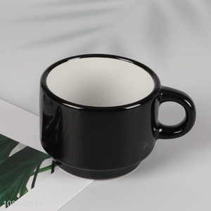 China supplier black <em>ceramic</em> water <em>cup</em> drinking <em>cup</em> with handle