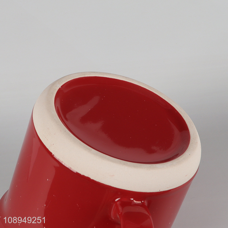 Best sale red ceramic water cup drinking cup with handle