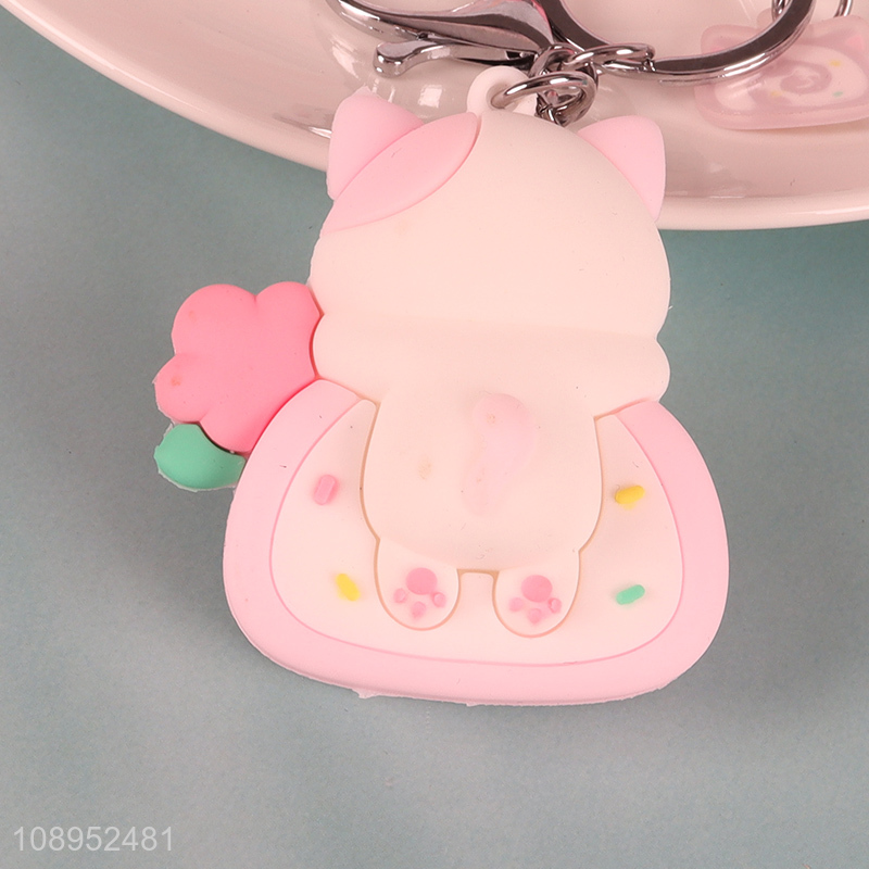 Top sale cartoon cat shape pvc keychain for gifts