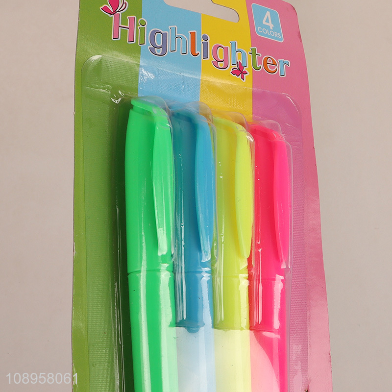 Best selling 4pcs students school office highlighter pen set