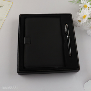 New Product A5 100 Sheets Lined Leather Journal Notebook and Pen Set