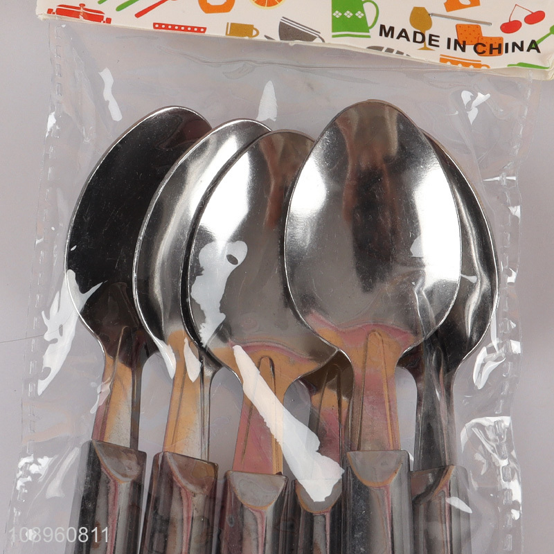 New arrival 6pcs stainless steel spoon with clear handle