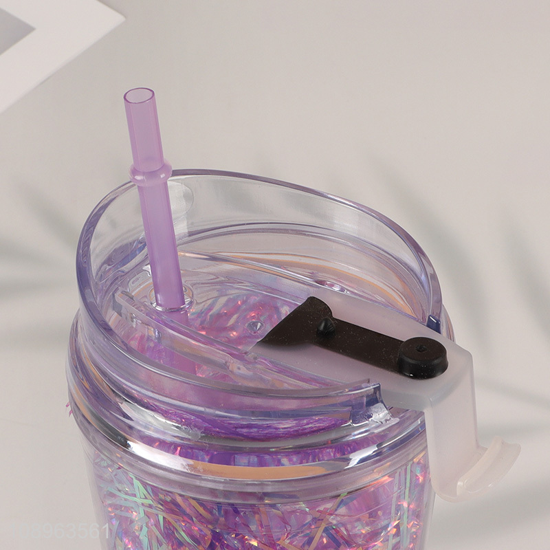 Yiwu market double wall 730ml drinking cup with lid&straw