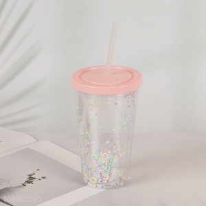 Top selling plastic water cup drinking cup with lid&straw