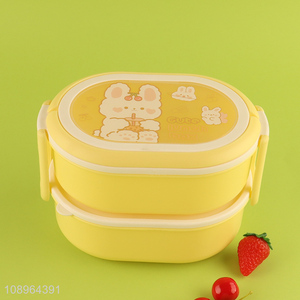 New Arrival 2 Layers Cartoon Plastic Lunch Box Container for Kids