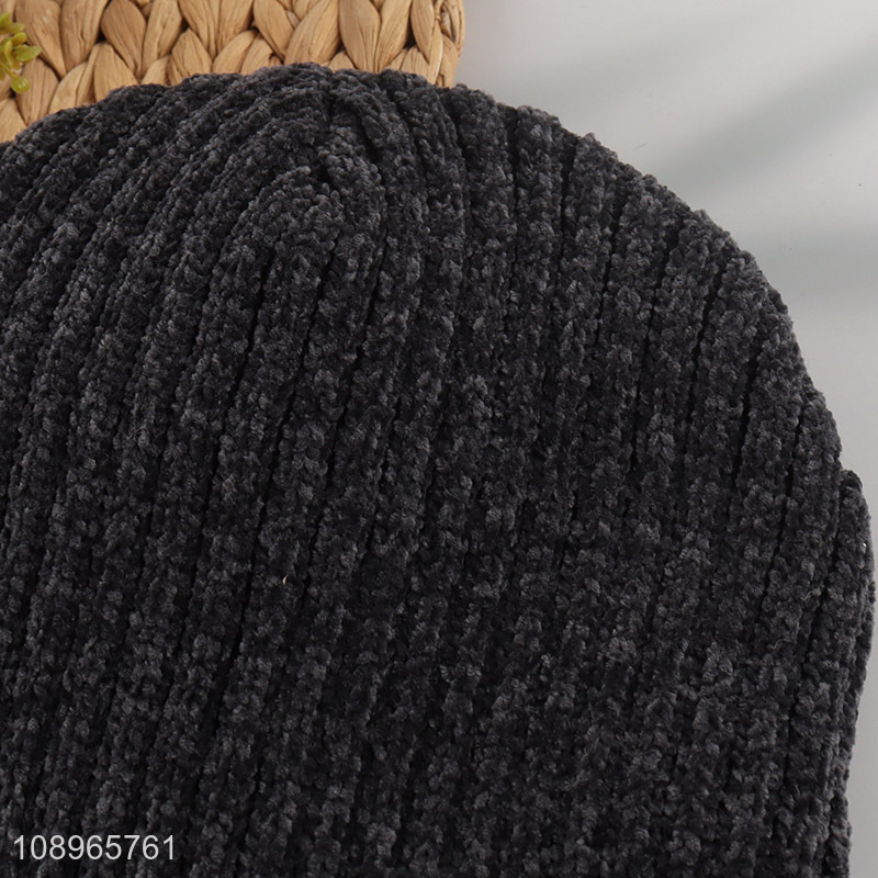 Hot Selling Winter Warm Beanie Hat Chenille Knit Hat for Men Women