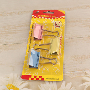 New Product 3PCS Colorful Paper Binder Clips Metal Clips Office Supplies