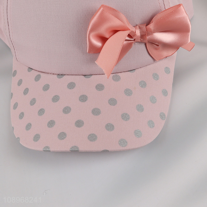 Best selling pink bowknot girls baseball hat wholesale