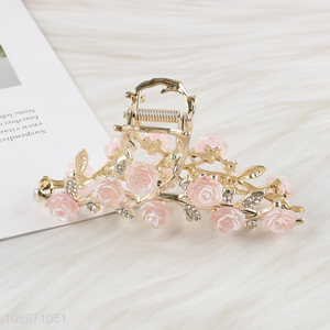 Wholesale Non-Slip Elegant Rose Metal Hair Claw Clips for Women Girls