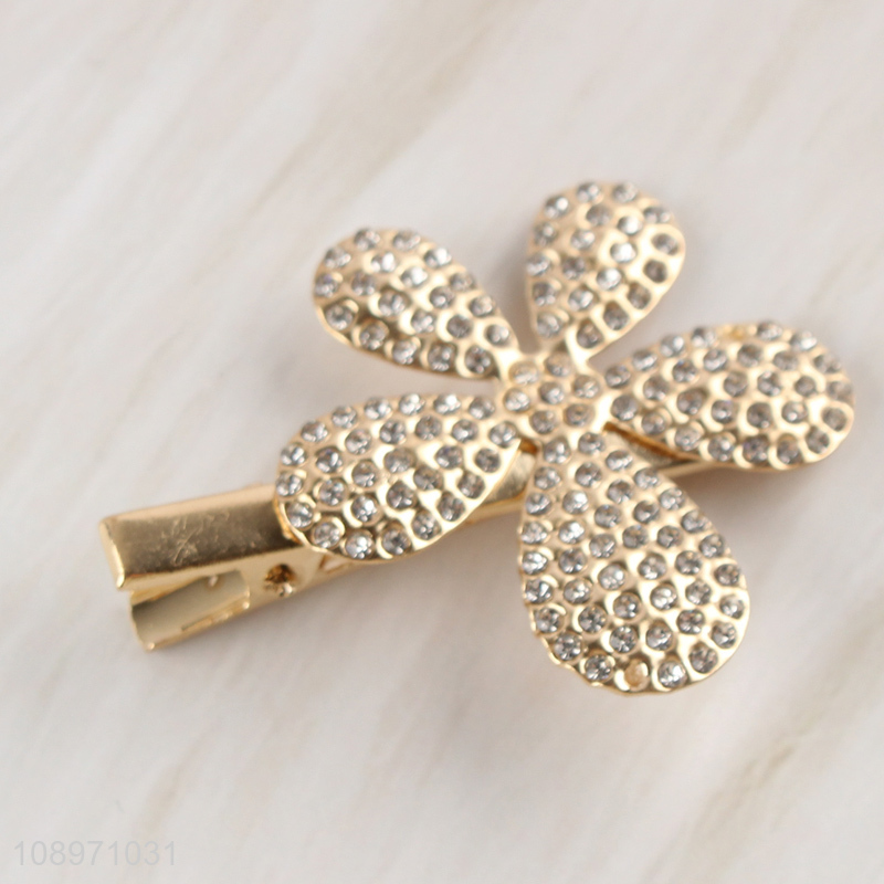 Hot Selling Metal Flower Rhinestone Hair Clips Alligator Hair Clips