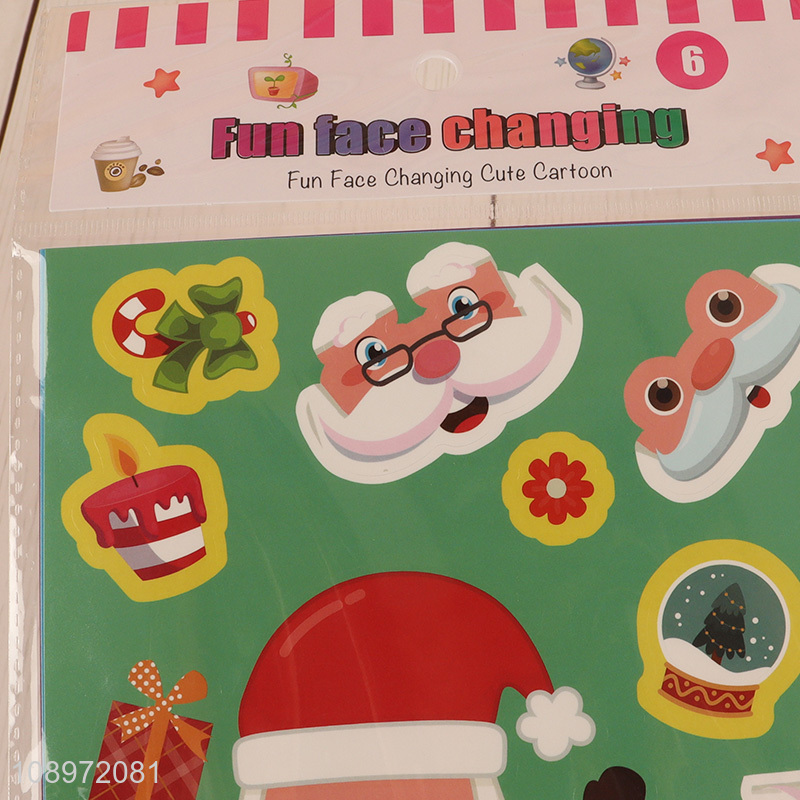 Low price christmas series face changing sticker for children