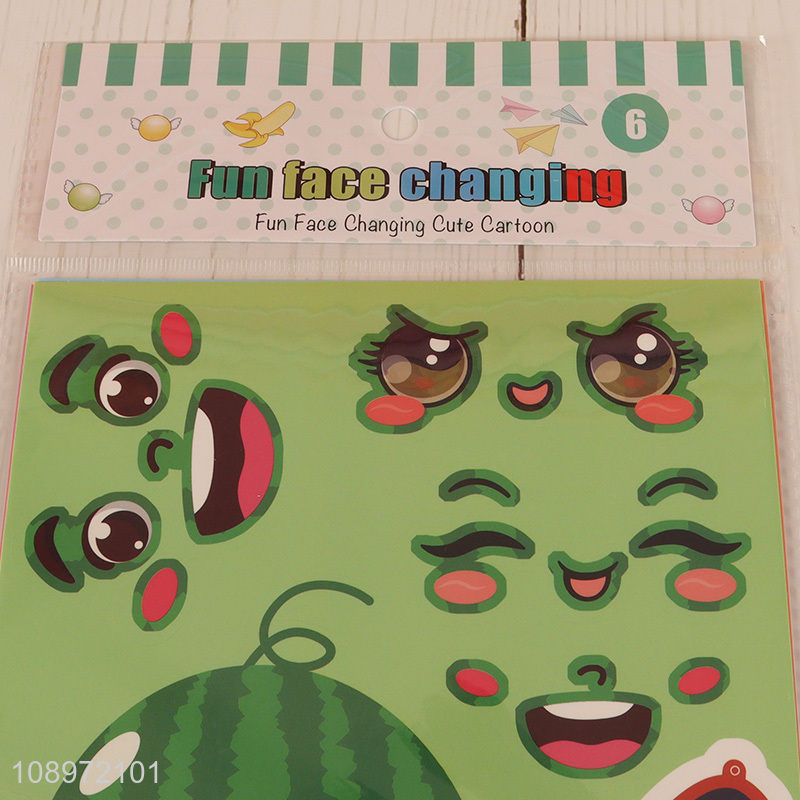 Factory price cartoon multi-purpose face changing sticker for kids