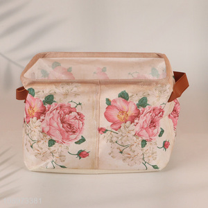 Hot items polyester flower pattern storage bin with handle