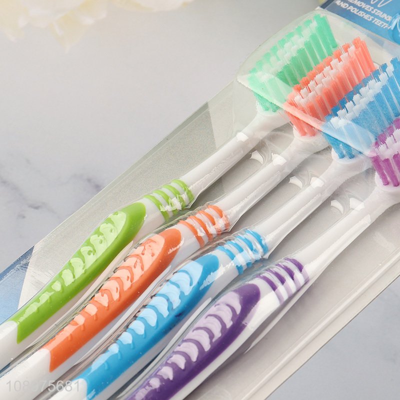 New product 4pcs multicolor soft bristle adult toothbrush set for sale