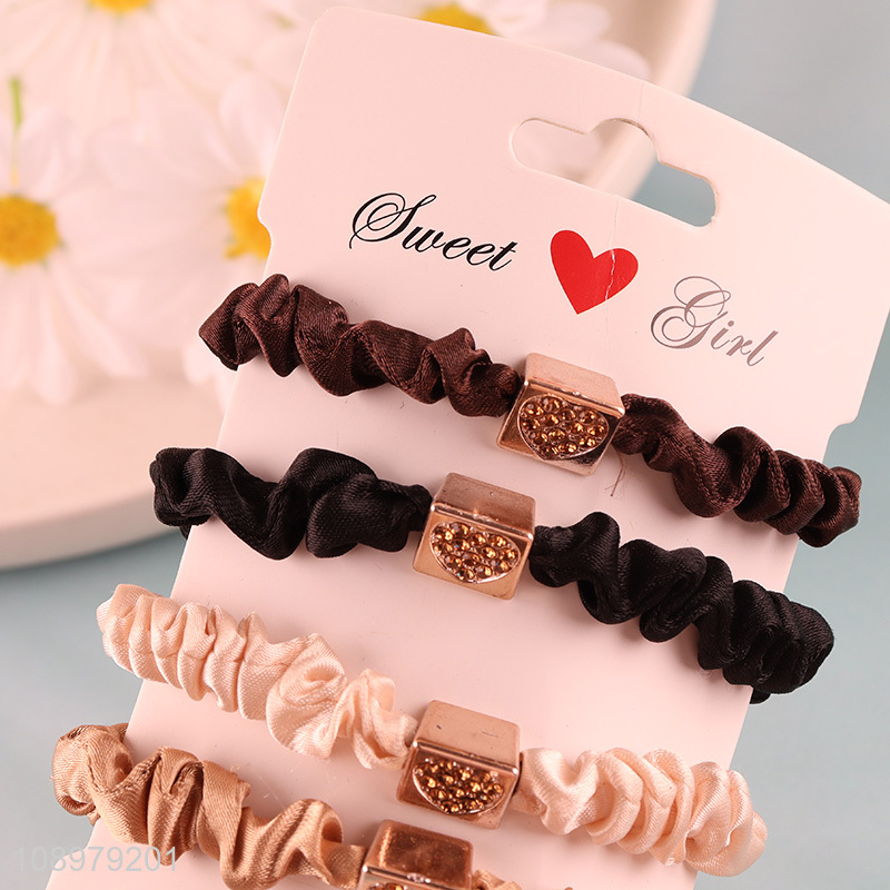 Hot selling 4pcs elastic girls hair ring hair rope wholesale