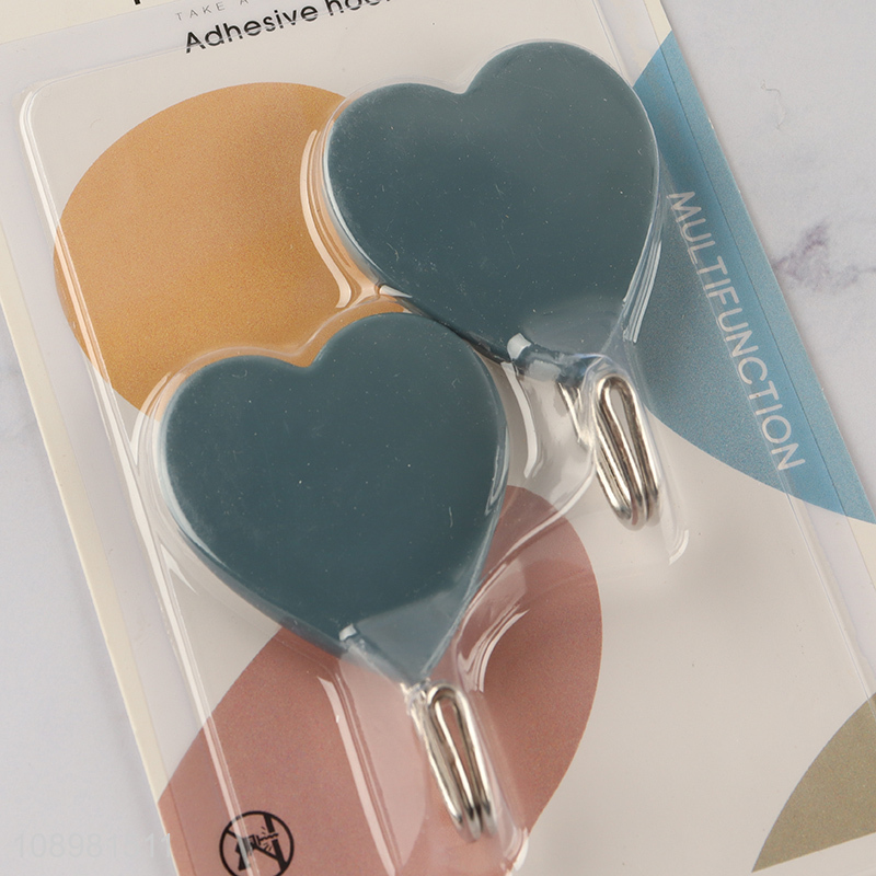 Best sale 2pcs heart shape sticky hook adhesive hook for household