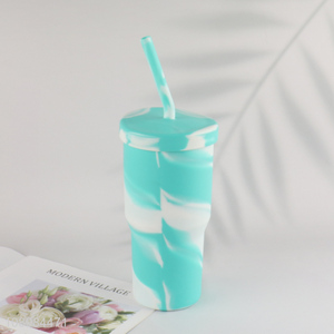 Top products silicone large capacity silicone drinking cup with straw