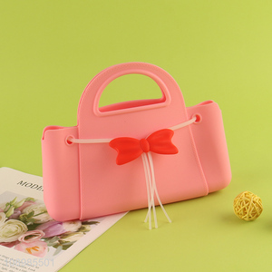 Top products pink waterproof silicone handbag with bowknot