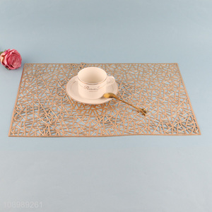 Most popular golden hollow rectangle place mat dinner mat for sale