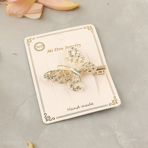 New product butterfly shape girls alloy hairpin diamond-encrusted hairpin