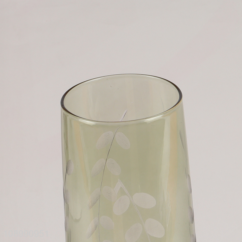 New Product Leaf Pattern Glass Drinking Cup Stemless Wine Glasses