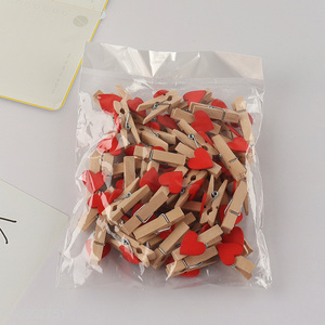 China factory 50pcs heart shape wooden paper clips for stationery