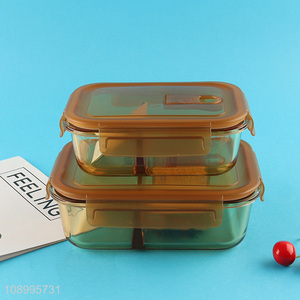 Factory supply 2compartment glass food container preservation box