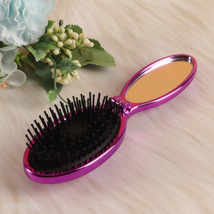 Hot Selling Folding Pocket Comb Scalp Massage Hair Brush with Mirror