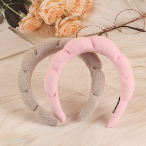 China Imports Terry Cloth Sponge Hairband Puffy Spa Headband Hair Hoop