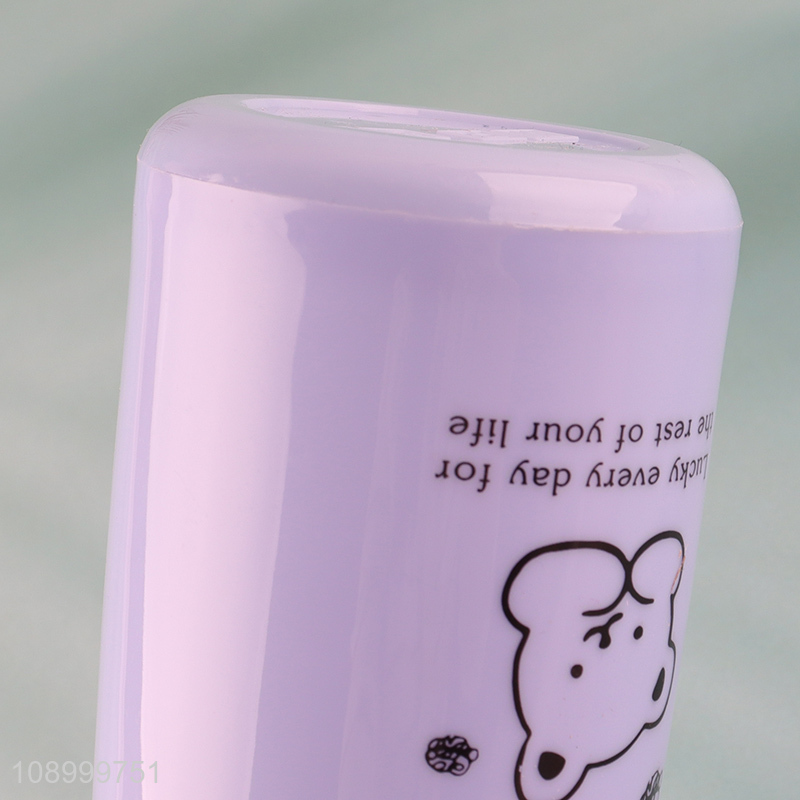 Factory price cartoon cute 280ml glass water bottle with plastic cover