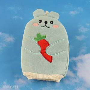 Factory Price Cartoon Bunny Exfoliating Bath Gloves Mitts for Kids