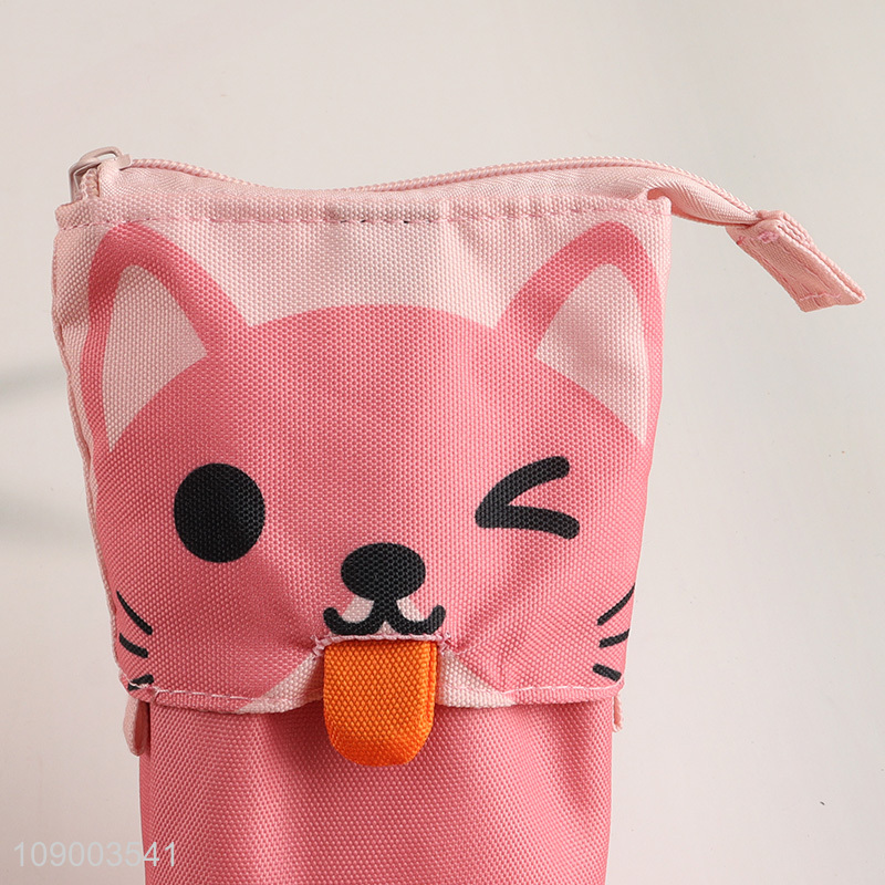 New Product Cartoon Cat Standing Pencil Case Telescopic Pencil Pouch