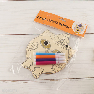 Hot Selling Halloween DIY Coloring Wooden Craft Kit for Holiday Decoration