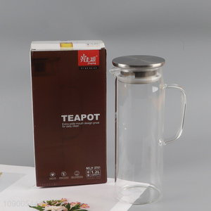 Yiwu market clear large capacity 1200ml glass water jug tea pot