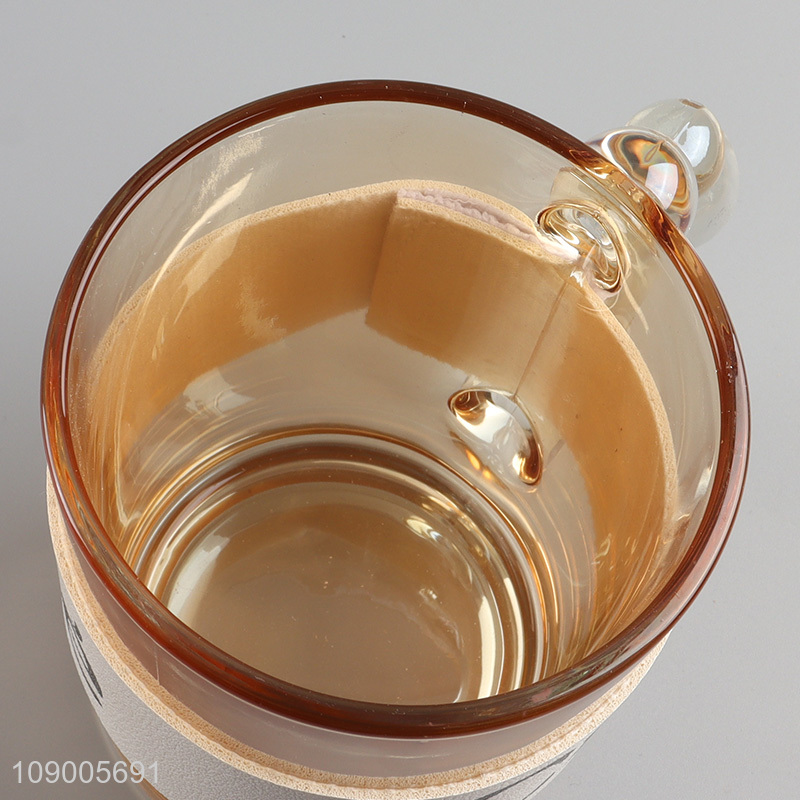 Best sale 400ml glass drinking cup water cup with handle